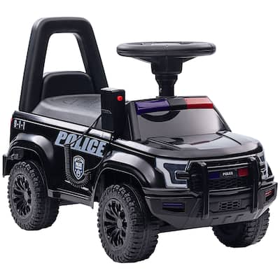 Kids Push Ride-On Car with Working PA System & Horn, Police Truck Style with Under-Seat Storage, 18 Months to 5 Years