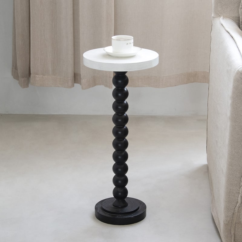 COZAYH Pedestal Small Drinking Table, Contemporary Side Table - Black/White