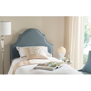 SAFAVIEH Hallmar Sky Blue Upholstered Arched Headboard - Silver ...