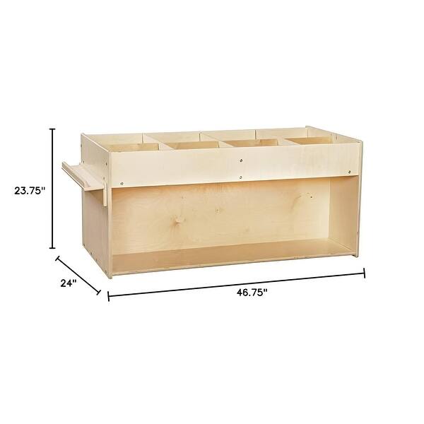 dimension image slide 0 of 2, Contender 8 Section Top Sided Mobile Book Organizer with Side Easel, Toddlers Bookcase for Classroom, Montessori Shelf - 46.75"