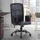 preview thumbnail 1 of 16, Adjustable Height Executive Office Chair High Backrest with 90°-130° Recline Grid-Cut PU Leather & Nail Head Trim Black