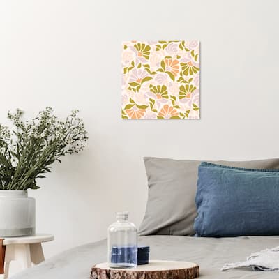 Wynwood Studio Canvas Floral and Botanical Floral Garden Pattern Green and Pink Modern & Contemporary Wall Art Canvas Print