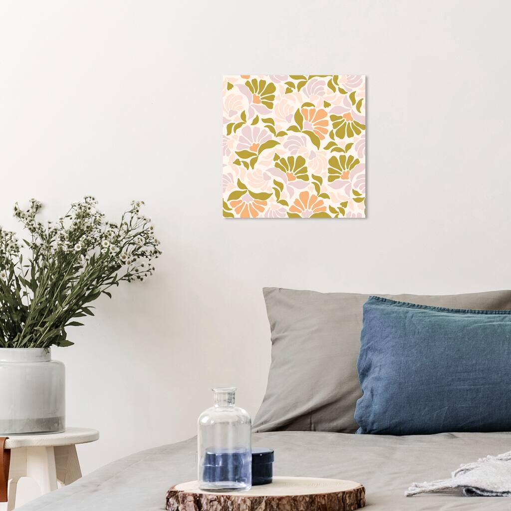 Wynwood Studio Canvas Floral and Botanical Floral Garden Pattern Green and Pink Modern & Contemporary Wall Art Canvas Print