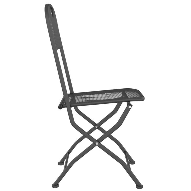 3pc Outdoor Bisto Breakfast Table and 2 Chair Set, Gray Metal