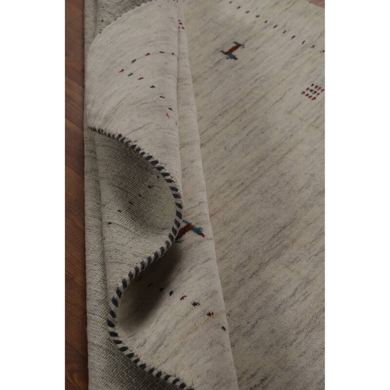 Hand Knotted Oriental 100% Wool Carpet Tribal Animal Pictorial Beige & Ivories Gabbeh Area Rug - 5' 10'' X 4' 4''