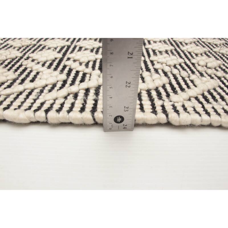 ECARPETGALLERY Braid weave Sienna Black Wool Rug - 5'0 x 8'1