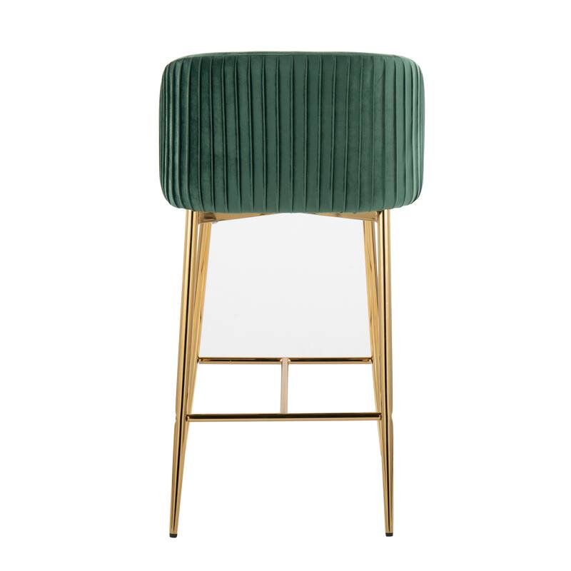 Silver Orchid Pleated Fixed-Height Counter Stool - Set of 2