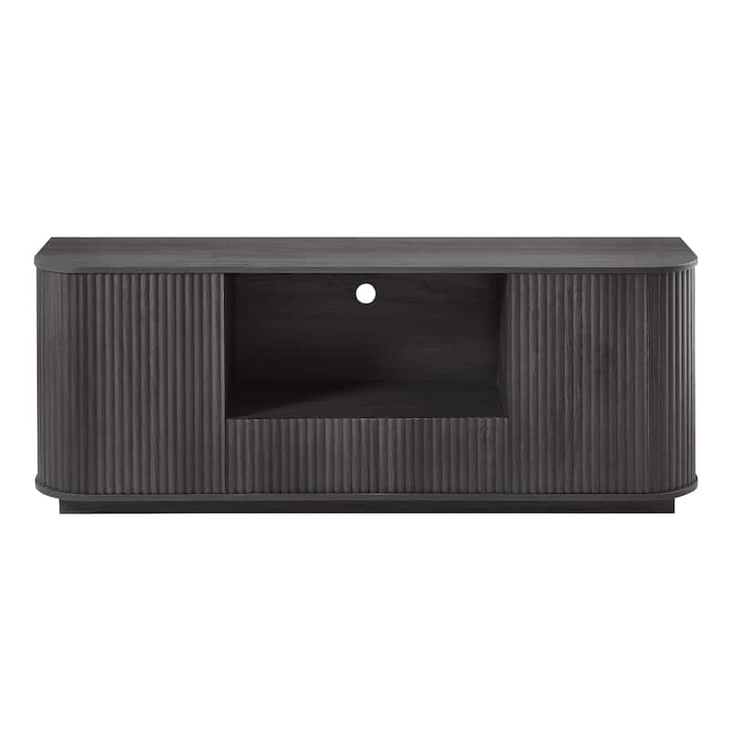 64-Inch Wavy TV Stand, Rounded Sideboard, Storage Cabinet, Wooden Vertical Stripe Cabinet,64"W x 15"D x 24"H