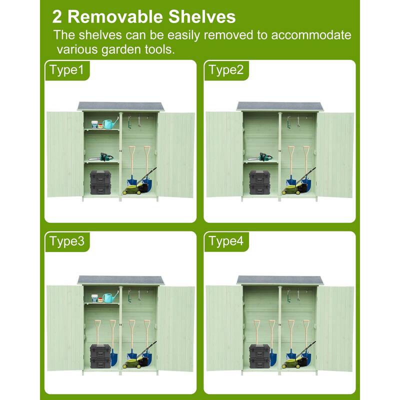 Shed Outdoor Storage Cabinet Wooden Garden Sheds, Outside Tool Organizer with Waterproof Roof, Shelves and Lockable Door