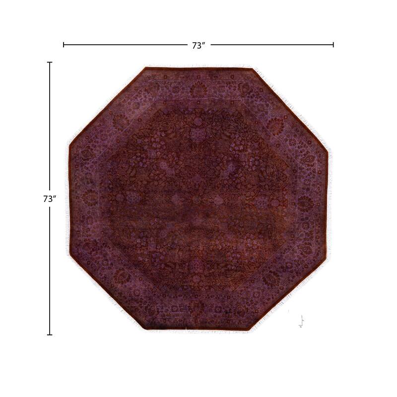 Overdyed One-of-a-Kind Hand-Knotted Octagon Area Rug - Purple - 6' 1" x 6' 1"