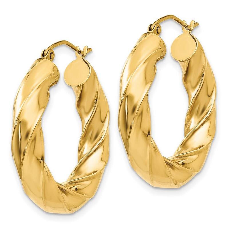 Curata 14k Yellow Gold Polished 17x 4.25mm Twisted Hoop Earrings