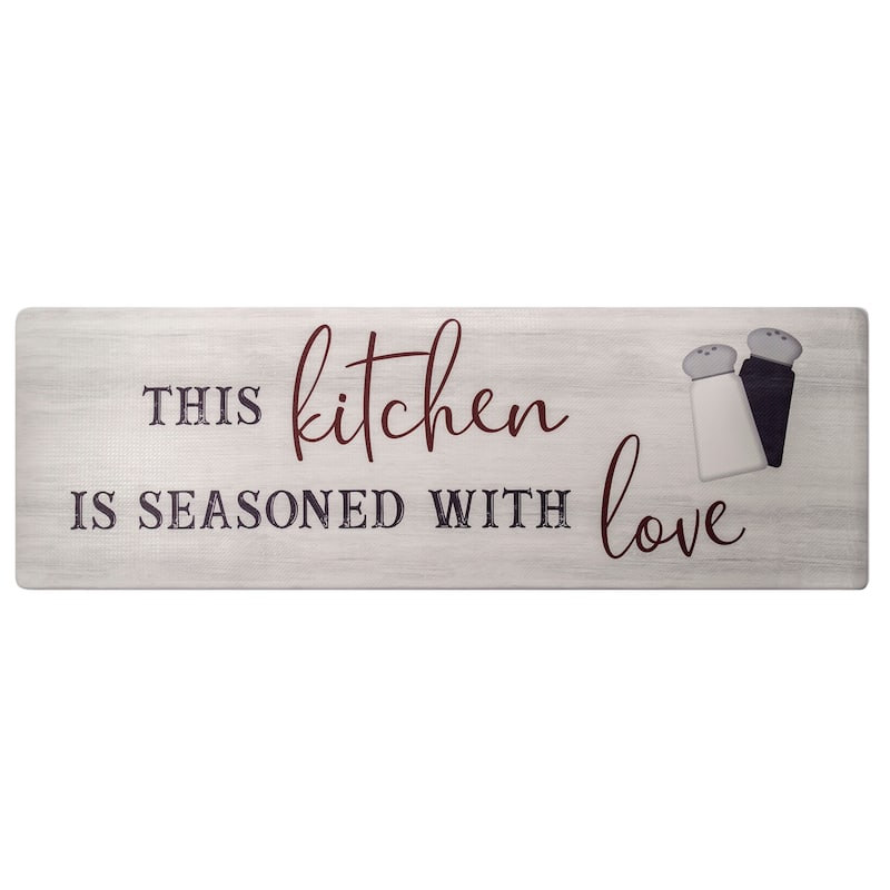 SoHome Cozy Living Seasoned with Love Anti-Fatigue Kitchen Mat, Grey/Red - 17.5"x55"