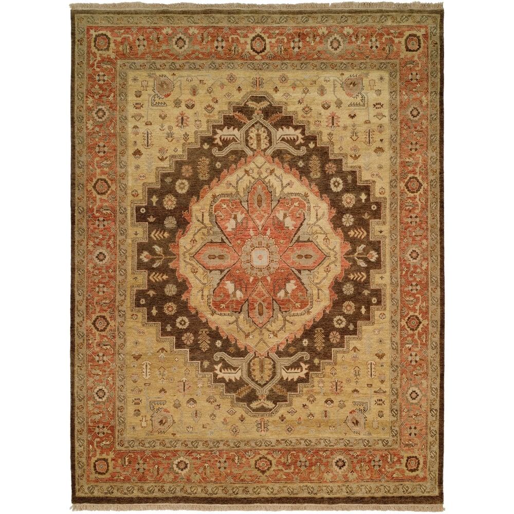Traditional Multi-Colored Hand-Knotted Wool Area Rug