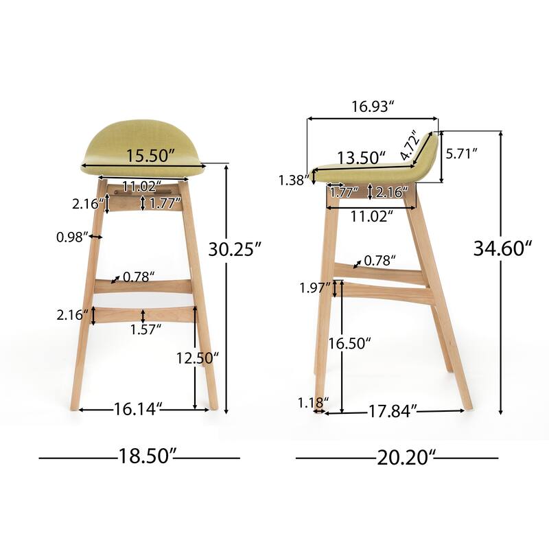 Carson Carrington Viborg 35-inch Green Fabric Bar Stool (Set of 2) by Christopher Knight Home