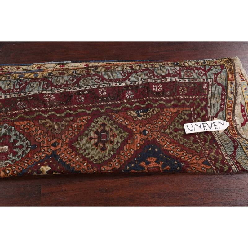 Pre-1900 Antique Vegetable Dye Oushak Turkish Wool Area Rug Handmade - 3'7" x 8'2"