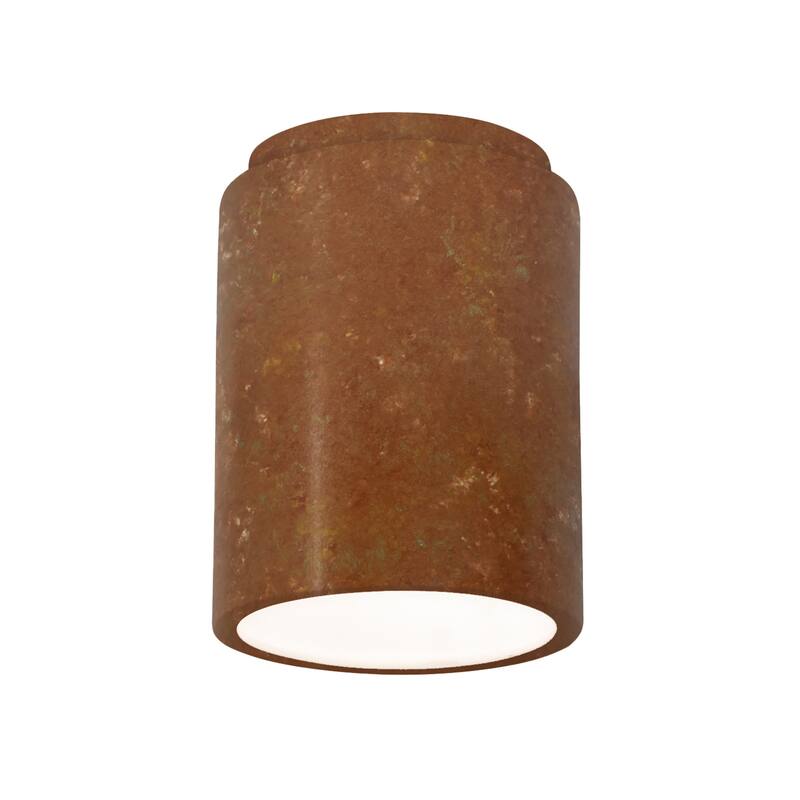 Justice Design Radiance - Cylinder Flush-Mount (Outdoor) - Replaceable Bulb - Rust Patina
