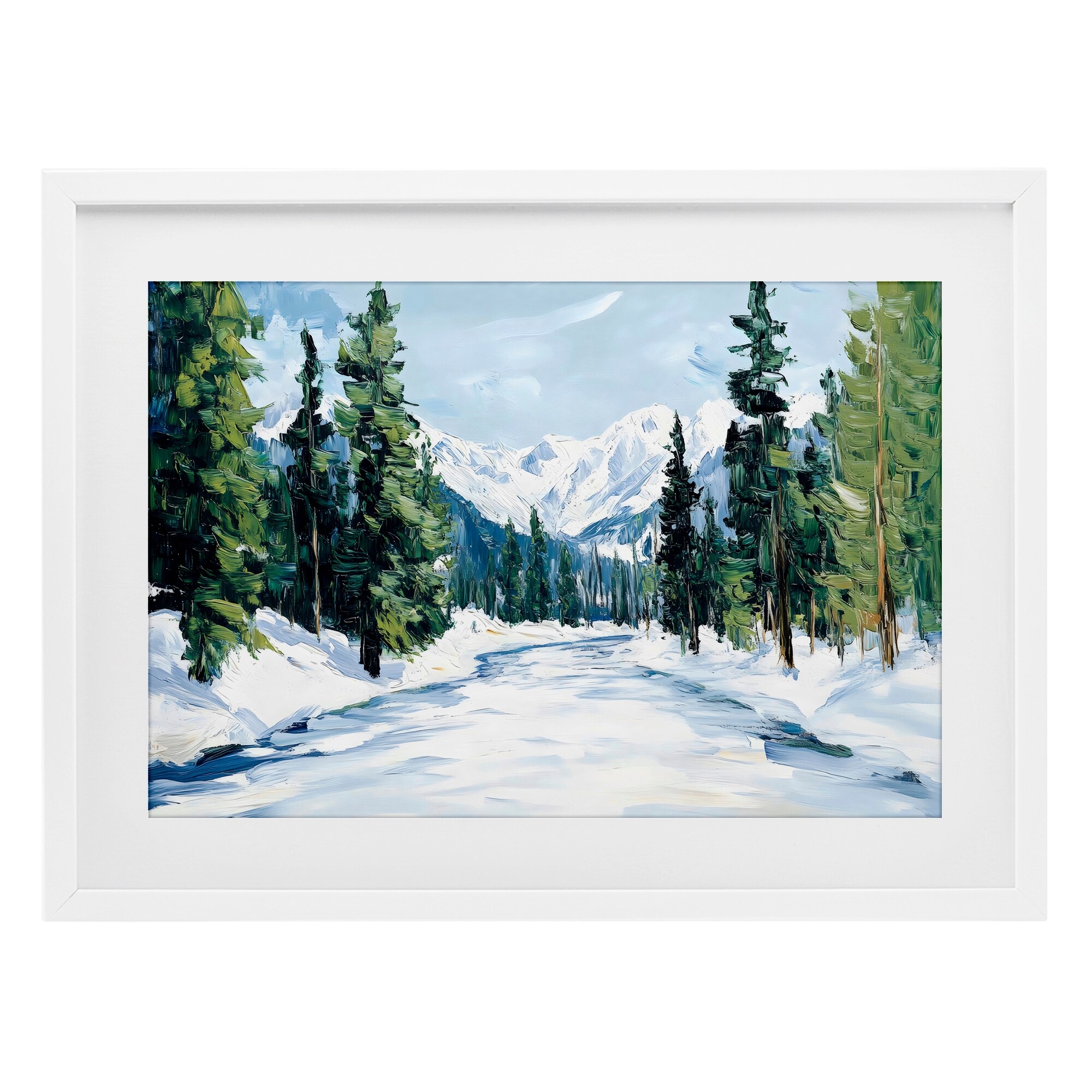 Stupell Snowy Tall Tree Pass Under Glass Framed Design By Petal Prints Design