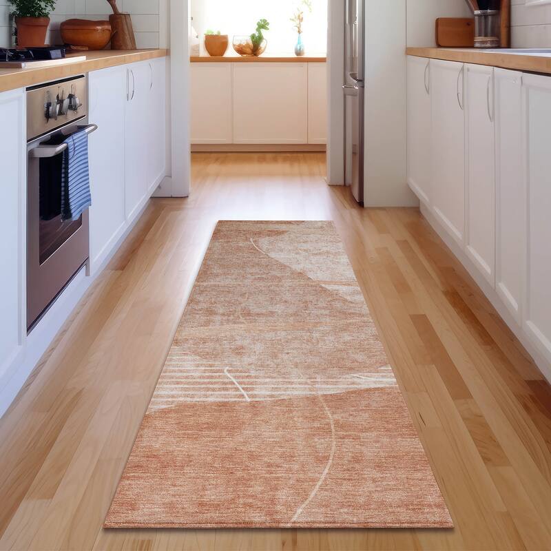 Premium Washable Super Soft Modern Hoda Mayfield Rug - Salmon - 2' 3" x 7' 6" - Runner