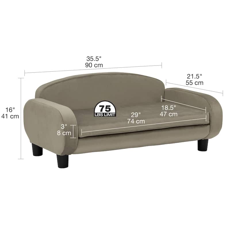 Paws & Purrs Modern Pet Sofa Bed Low-Back Lounger for Dogs & Cats – Removable Washable Mattress Cover