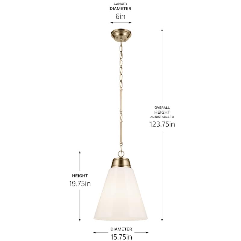 Kichler Lighting Marsailli 19.75" 1-Light Large Pendant with Opal Glass in Champagne Bronze - 15.75