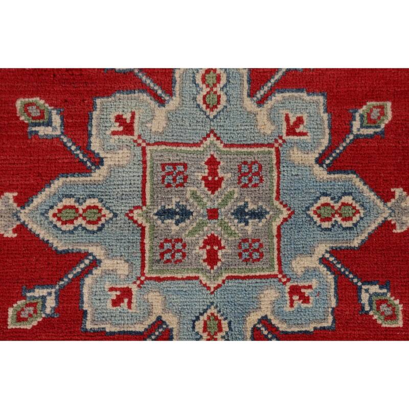Traditional Red Geometric Kazak Oriental Area Rug Handmade Wool Carpet - 8'1" x 10'0"
