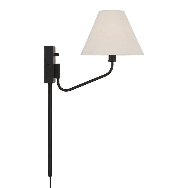 8.5" W x 10.25" H 1-Light Swivel Armed Sconce with Tapered Fabric Shade with Optional Plug-in and Cord Cover