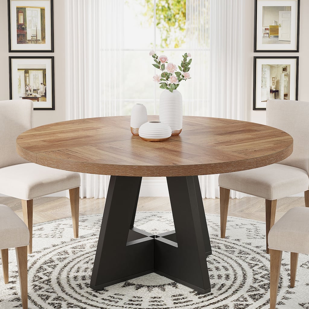 Round Dining Table Wood Kitchen Table 47" Dinning Room Tables