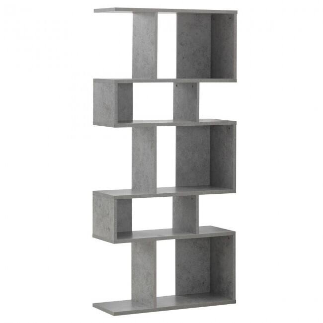 Stylish 5-Tier Geometric Wood Bookshelf - 31" x 11" x 70" (L x W x H)