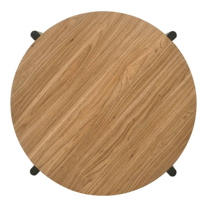 Furniture of America Rovion Round Wood Coffee Table with Open Bottom Shelf