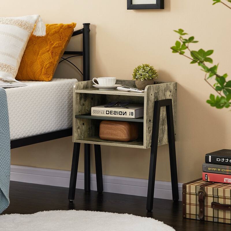Javlergo Stackable Nightstand with Open Storage Shelves for Bedroom, Side End Table for Living Room