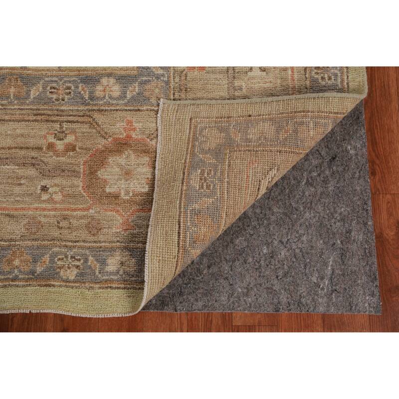 Hand Knotted Oriental 100% Wool Carpet Transitional All-Over Green Oushak Area Rug - 11' 11'' X 8' 10''