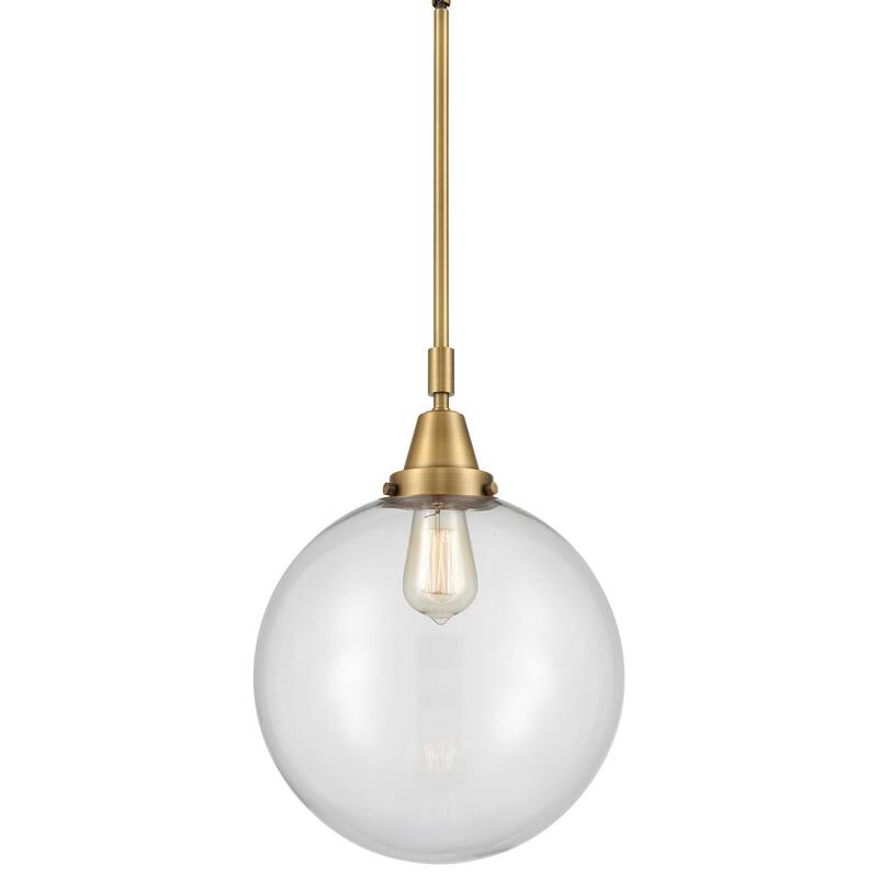 Innovations Lighting 447-1S-16-12 Beacon Pendant Beacon 12" Wide - Brushed Brass / Clear