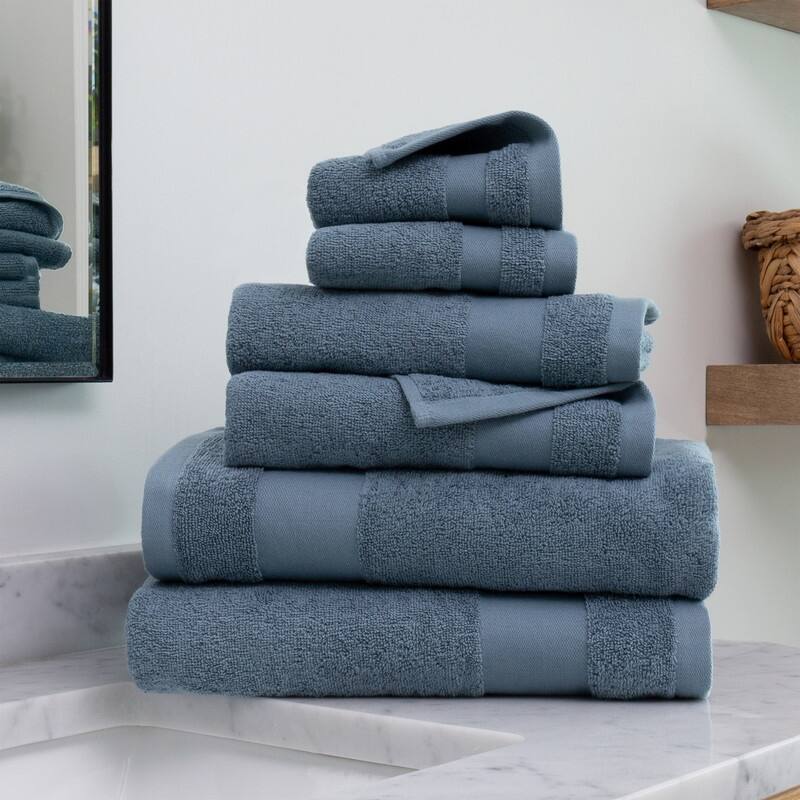 Becky Cameron Premium Ultra Soft Cotton 6pc Bath Towel Set - 6 Pack - Light Blue