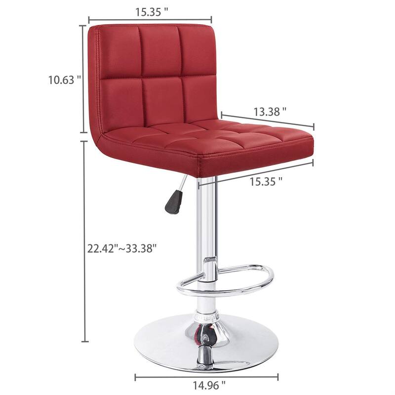 Bar Stools Adjustable Armless Swivel PU Leather Barstools Set of 2