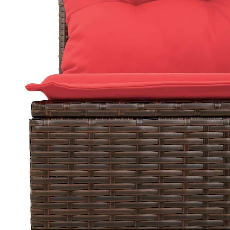 vidaXL Patio Sofa Set with Cushions and Table Outdoor Garden 9 Piece Poly Rattan - 24.4" x 24.4" x 27.2"