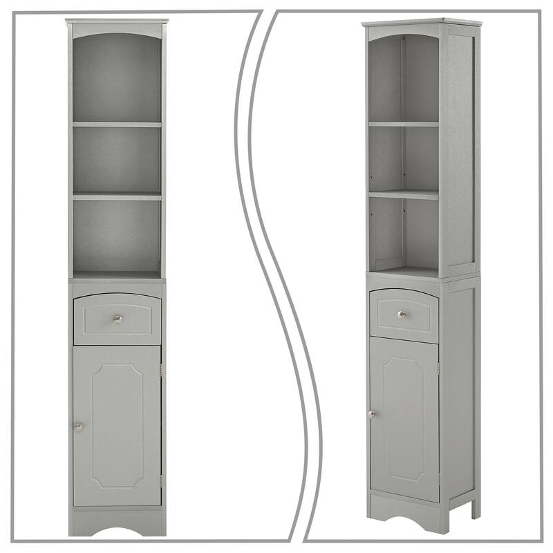 Freestanding Tall Bathroom Storage Cabinet with Anti-Tipping Device