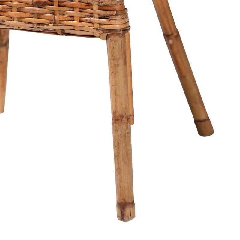 Tara Natural Rattan Dining Chair - Handwoven Wicker Armchair with Curved Backrest, Boho Coastal Seating