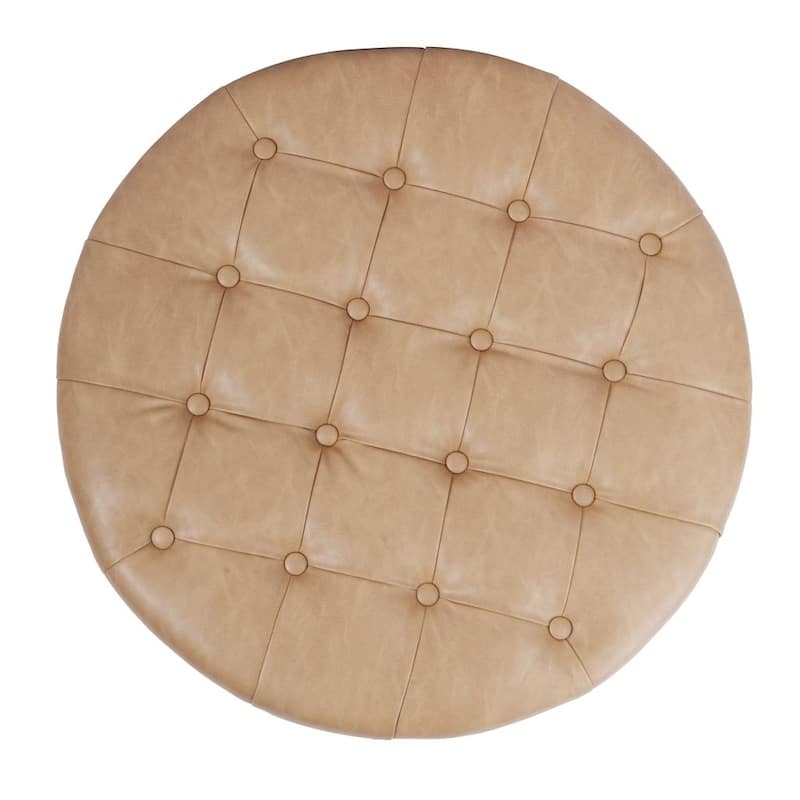 HomePop Button Tufted Round Storage Ottoman