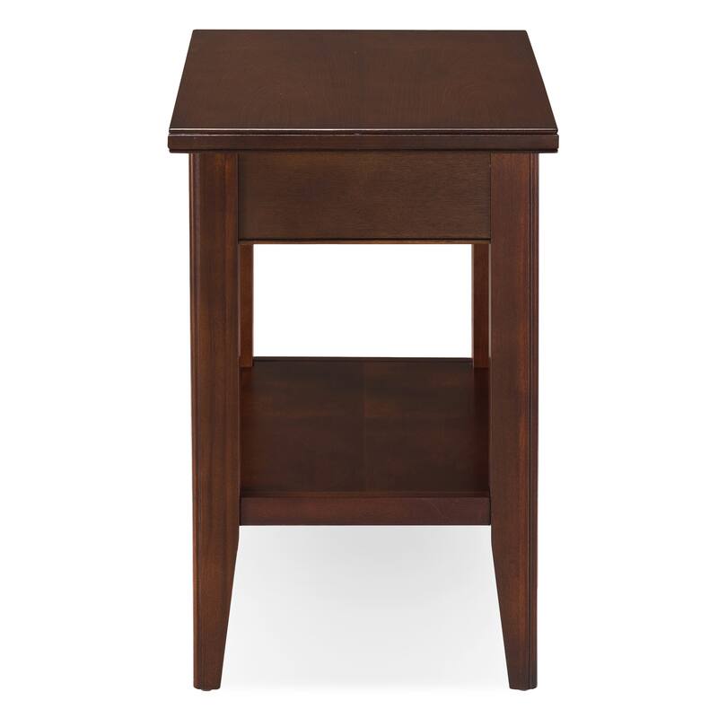 Laurent Narrow Solid Wood Side End Table with Shelf