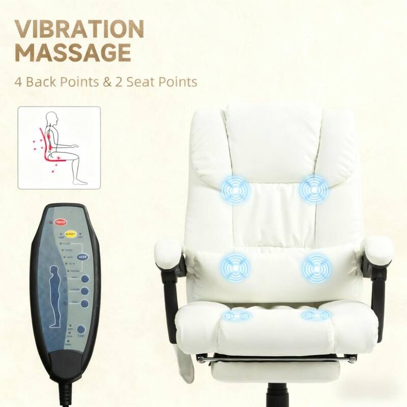 Massage Office Chair with 6 Vibrating Points, High Back Reclining Office Chair with Footrest and Remote, For Home and Office