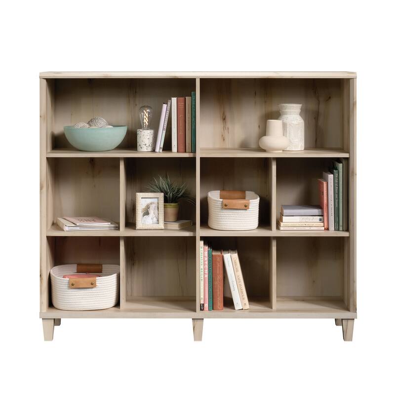 Wood Bookcase with Cubbyholes, Brown - 53.15" W x 14.37" D x 45.28" H
