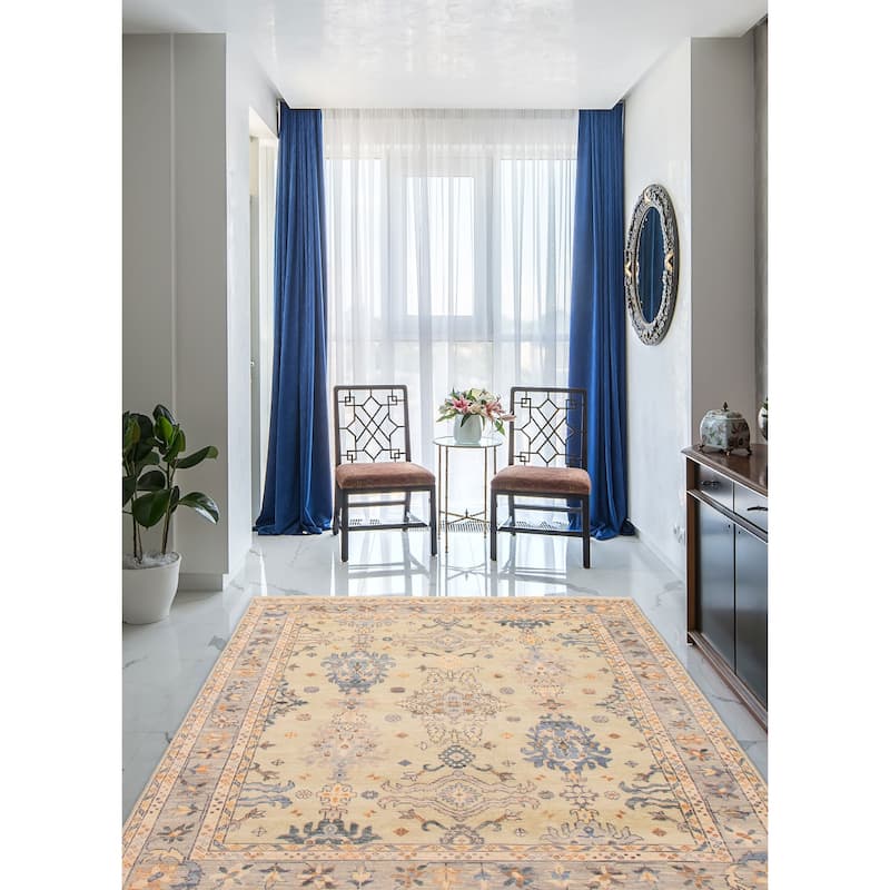 ECARPETGALLERY Hand-knotted Modern Oushak Green Wool Rug - 7'10 x 10'3