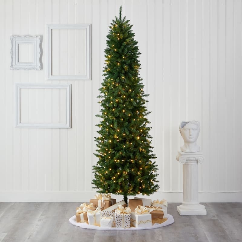 8ft Slim Green Mountain Pine Artificial Christmas Tree with 400 Clear LED Lights - 96