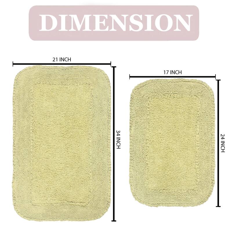 Radiant Collection Absorbent Cotton 2 Piece Set Machine Washable Bath Rug