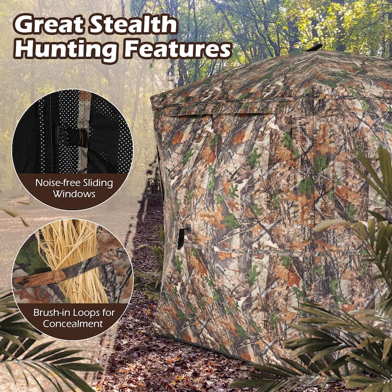 Costway 270° See Through Hunting Blind Tent, 2-3 Person Pop-Up Ground - See Details