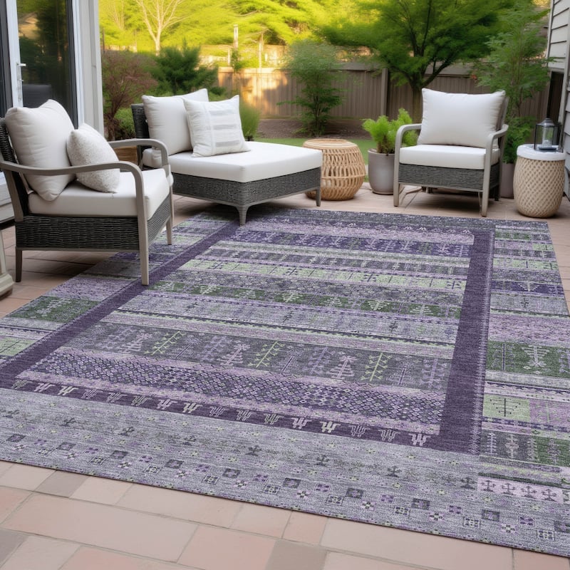 Machine Washable Indoor/Outdoor Global Kilim Chantille Rug