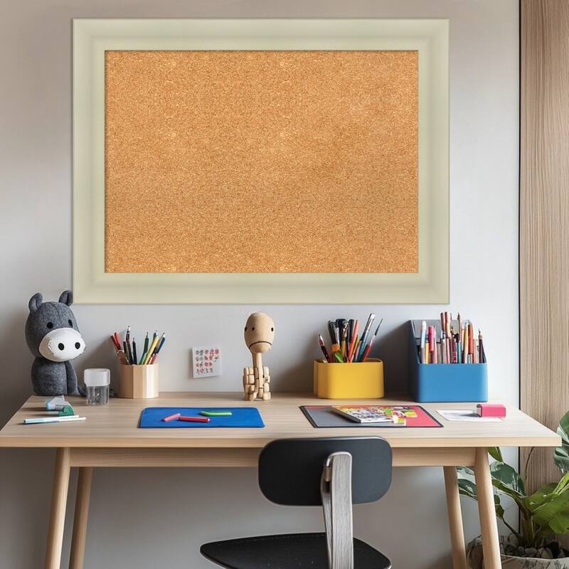 Oliver Warm Silver Wood Framed Cork Board - Bulletin Board, Organization Board, Pin Board