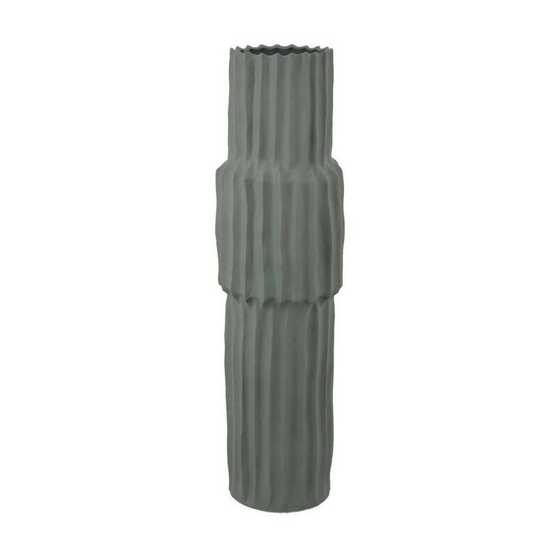 Decorative Accent Vase, Sleek Cactus Design, 36 Inch Green Ceramic
