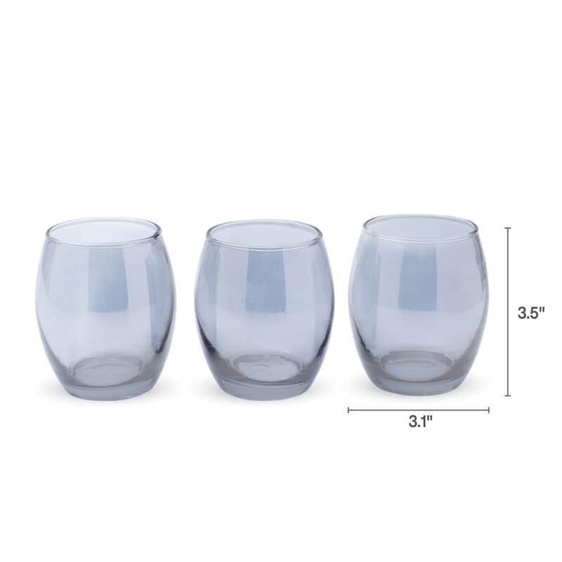 Elements Set of 3 Gray Glass Egg Votive Holders