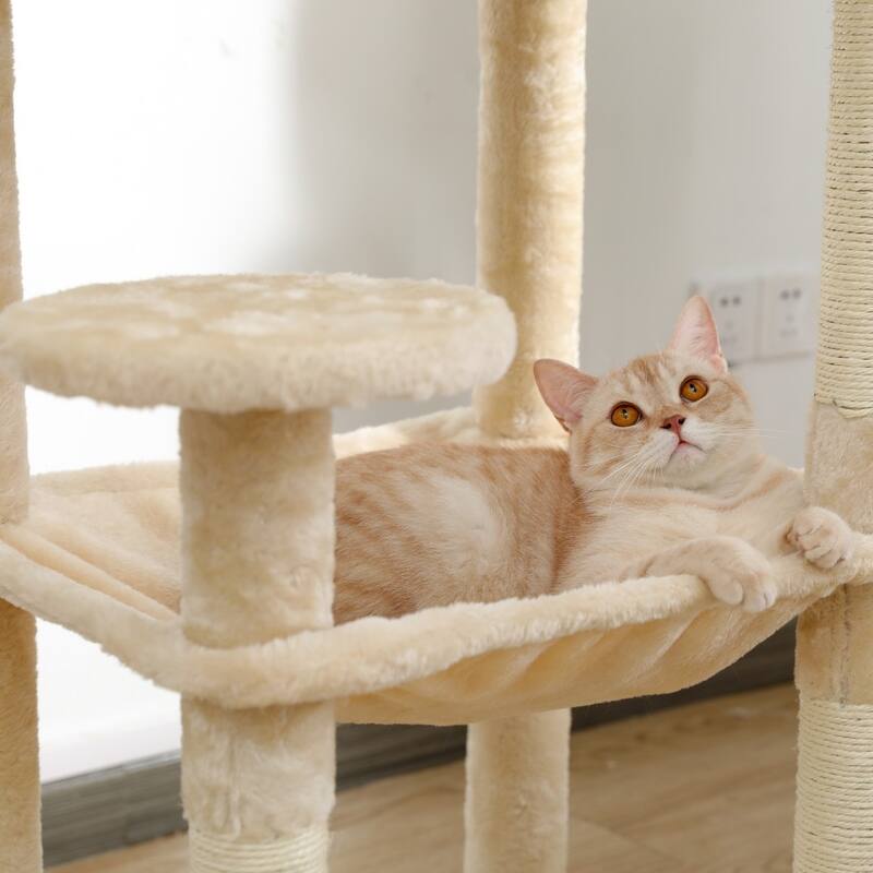 lush Sisal Scratcher with 2 Door Condo House Cat Tree - 21.65"L x 17.71"W x 56.3"H